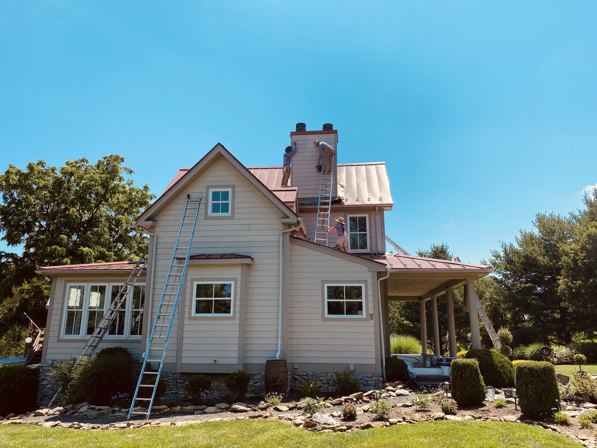 exterior house painting in progress in howard county, MD
